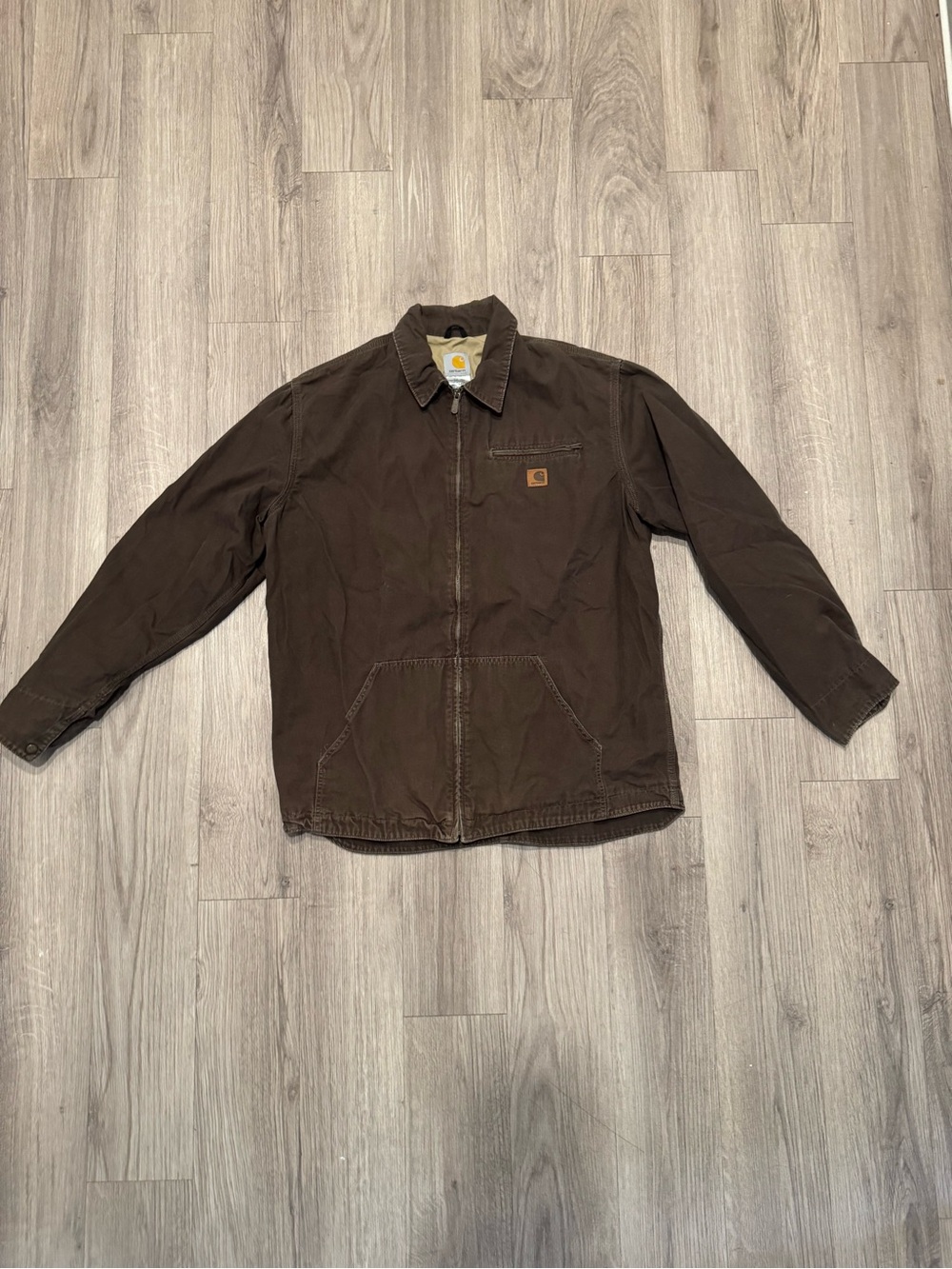 Vintage Carhartt 14806 Brown Duck Work Jacket - Men’s Durable Zip Front Coat